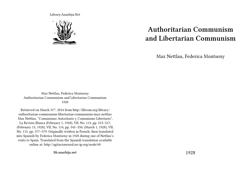 Authoritarian Communism and Libertarian Communism
