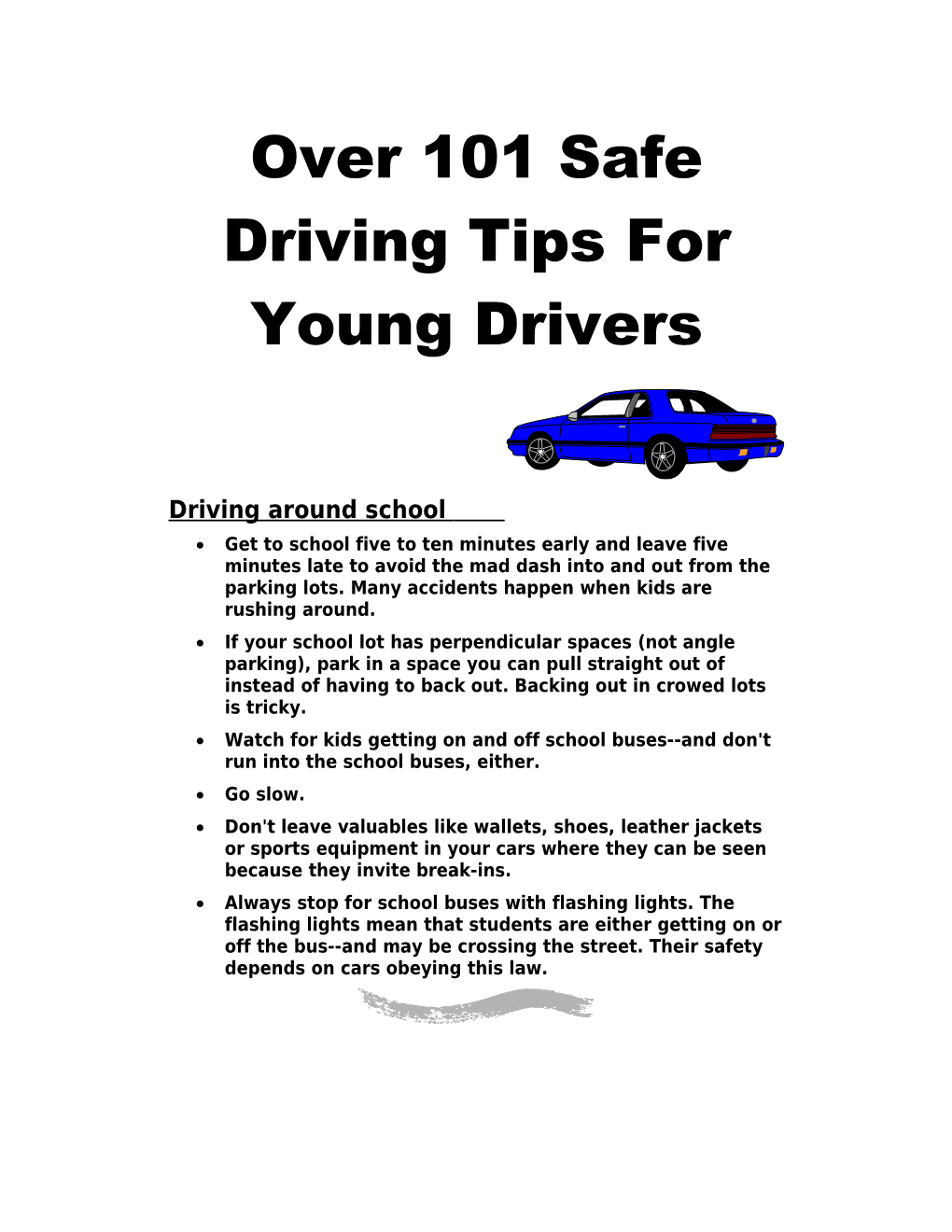 Over 100 Safe Driving Tips for Young Drivers