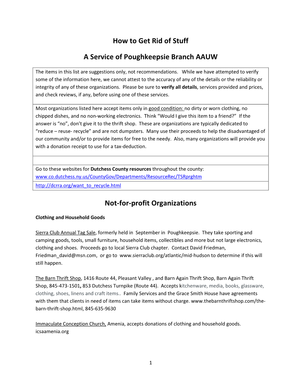 How to Get Rid of Stuff a Service of Poughkeepsie Branch AAUW