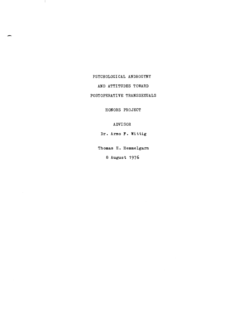 Psychological Androgyny and Attitudes Toward Postoperative Transsexuals