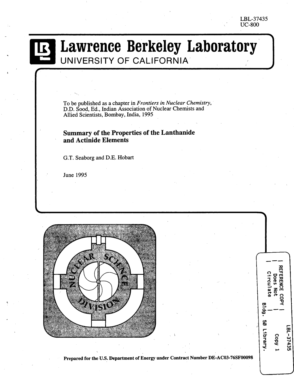 Lawrence Berkeley Laboratory· UNIVERSITY of CALIFORNIA'