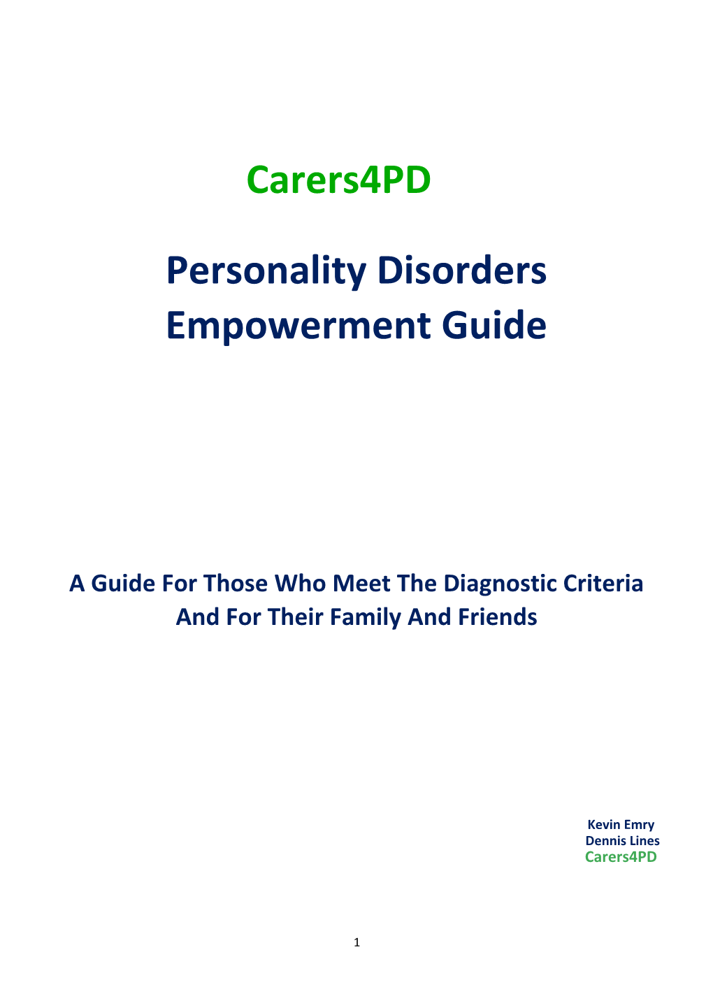 Personality Disorders Empowerment Guide Carers4pd