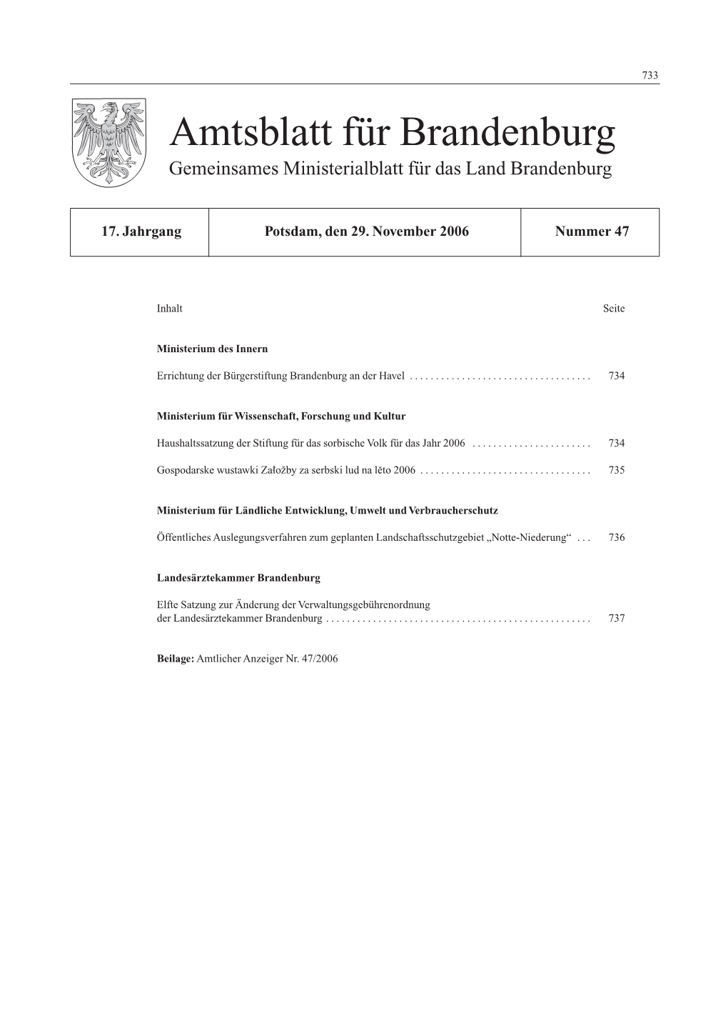 Amtsblatt Für Brandenburg Gemeinsames Ministerialblatt Für Das Land Brandenburg