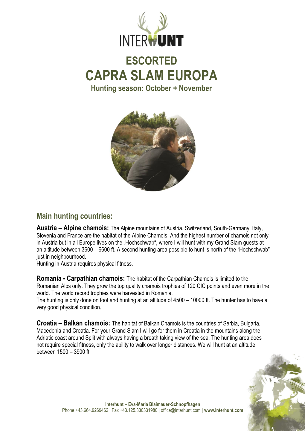 CAPRA SLAM EUROPA Hunting Season: October + November