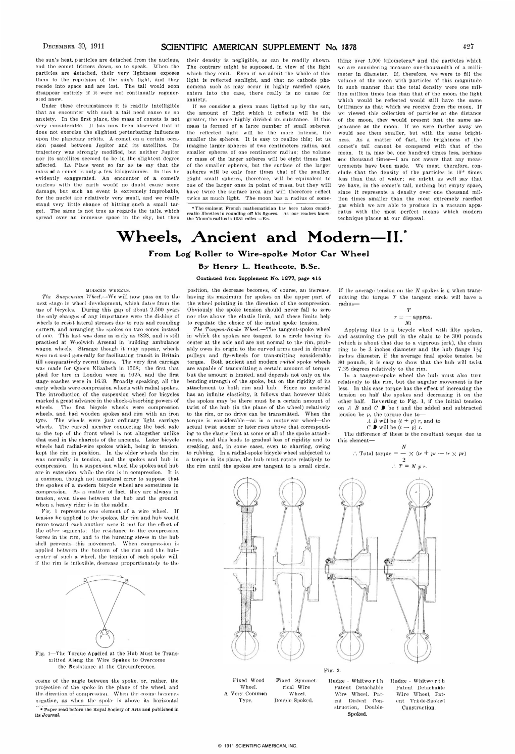 Wheels, Ancient and Modern-II.* from Log Roller to Wire-Spoke Motor Car Wheel