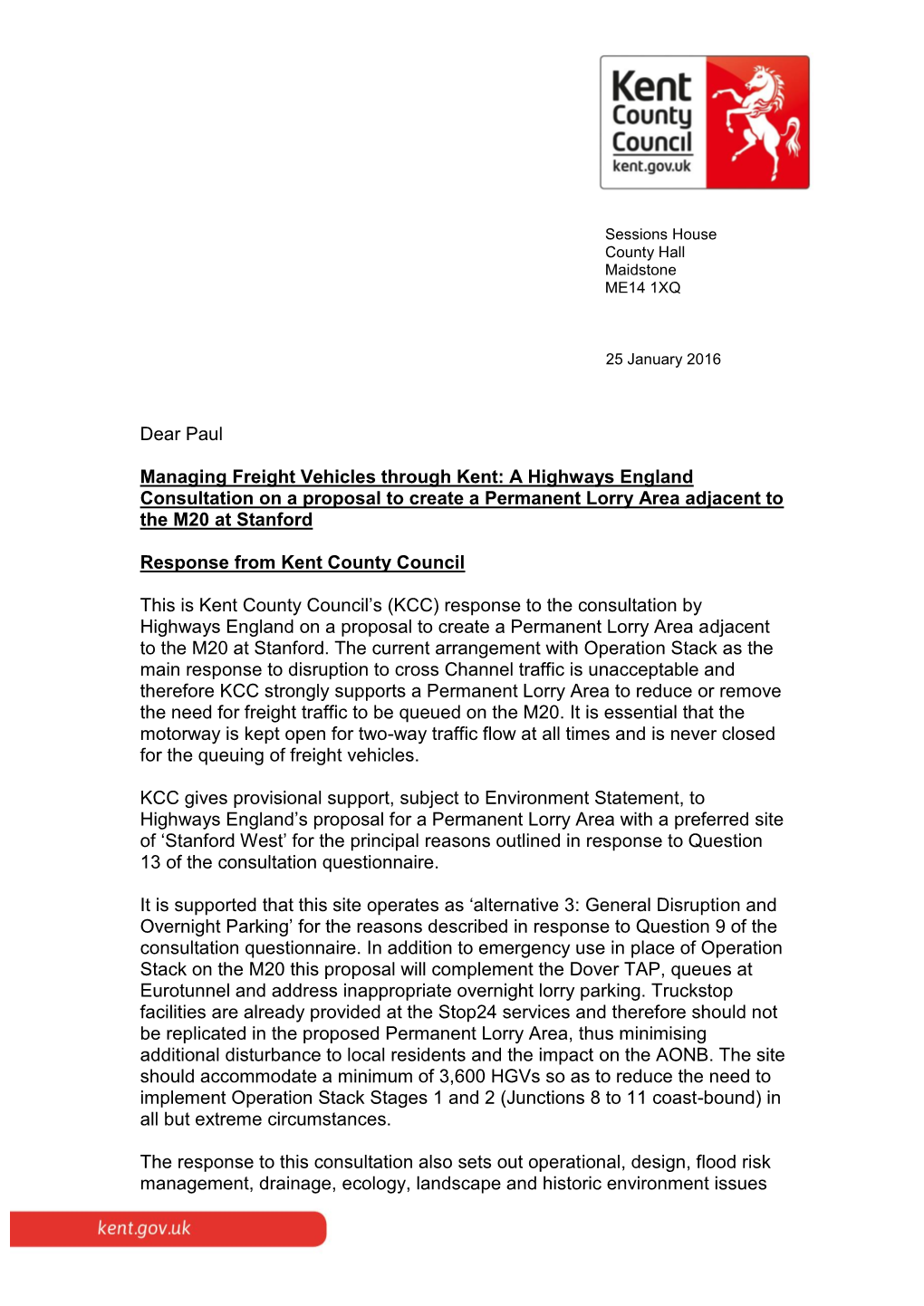 Read Our Response to the Highways England Operation Stack Consultation