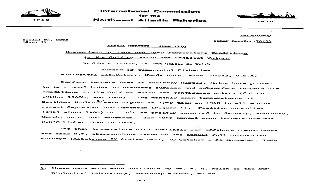 Comparison of 1968 and 1969 Temperature Conditions in the Gulf