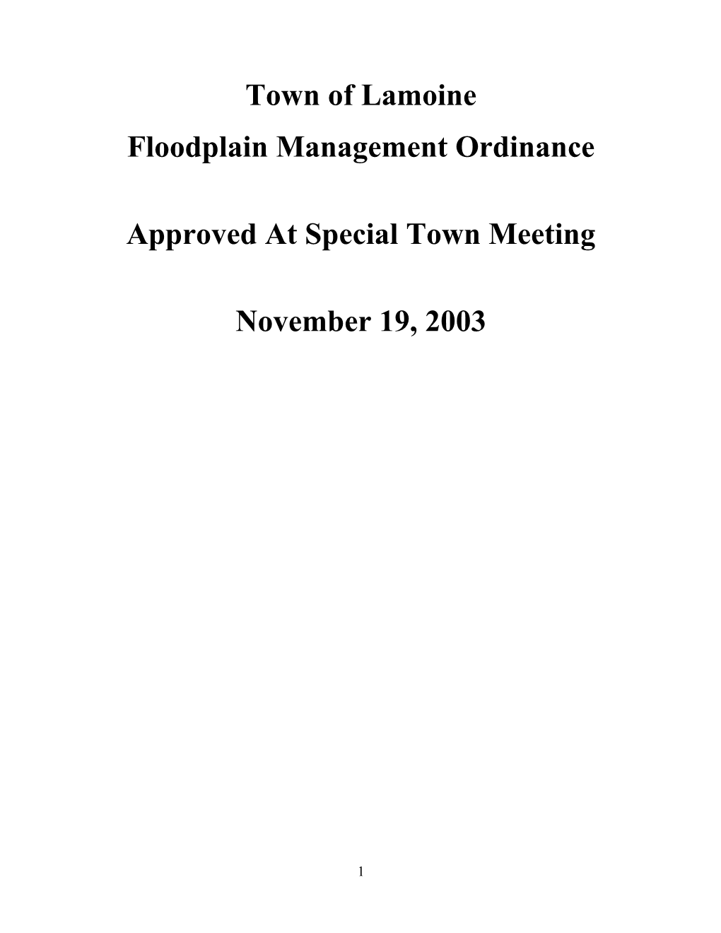 Floodplain Management Ordinance