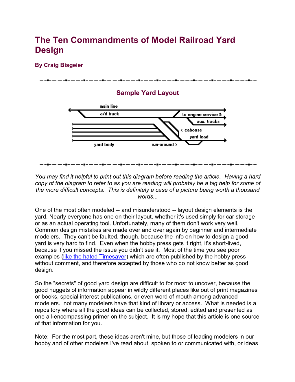 The Ten Commandments of Model Railroad Yard Design