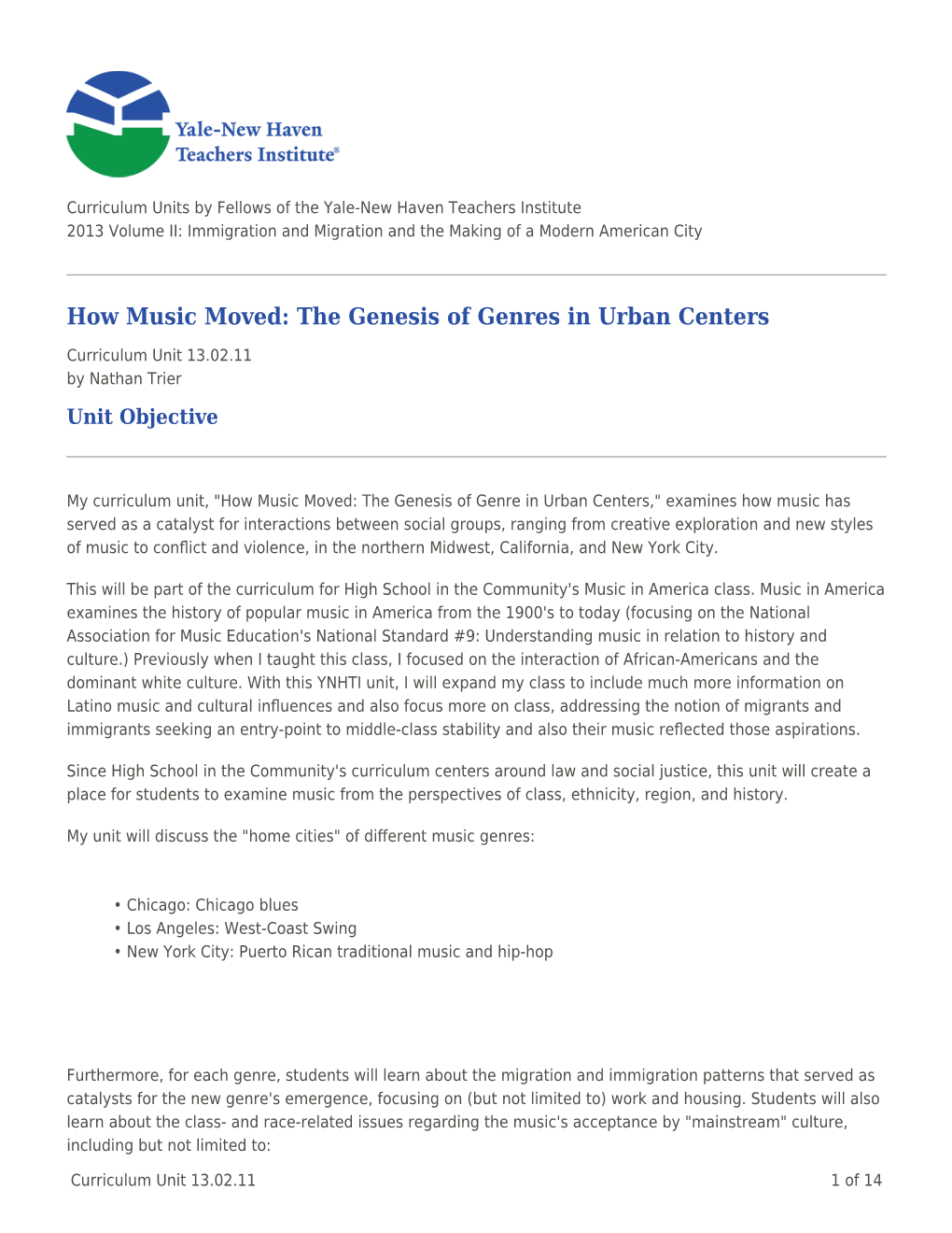 How Music Moved: the Genesis of Genres in Urban Centers