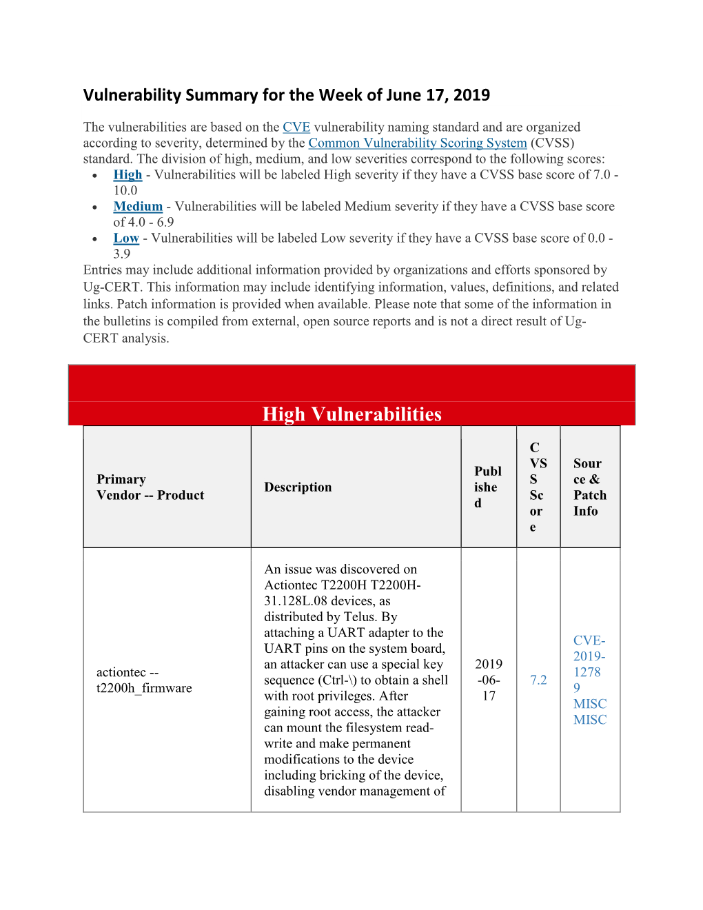 Vulnerability Summary for the Week of June 17, 2019