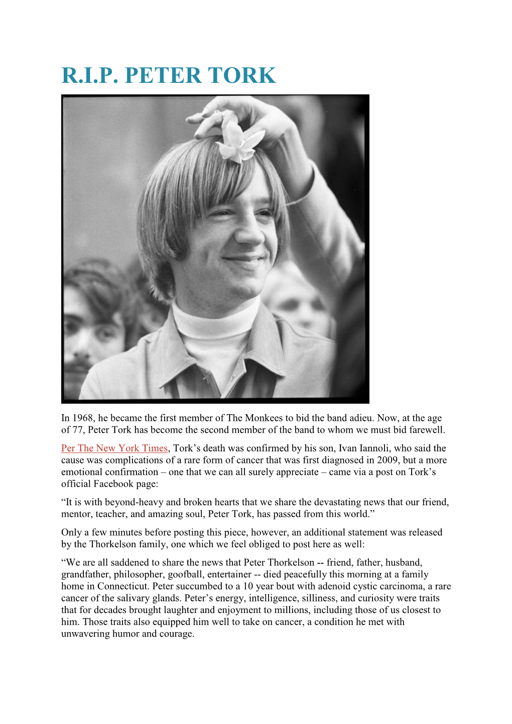 RIP Peter Tork