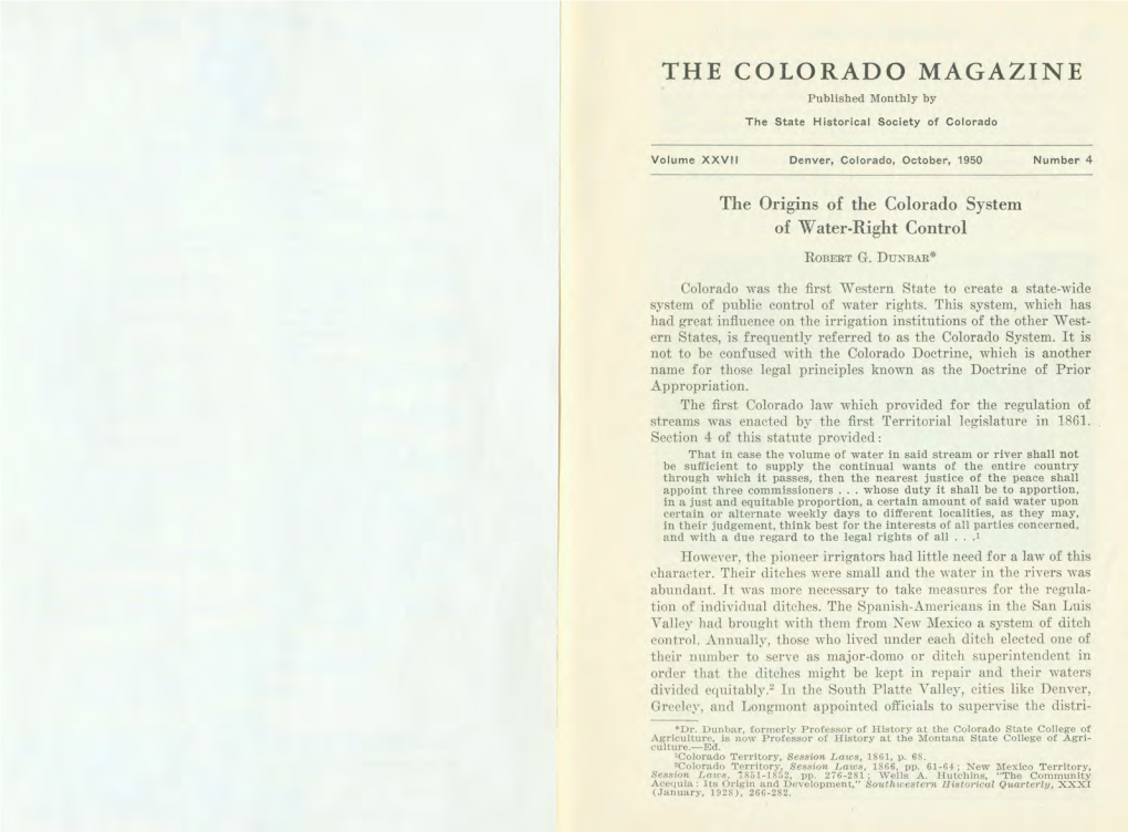 Colorado Magazine, October 1950