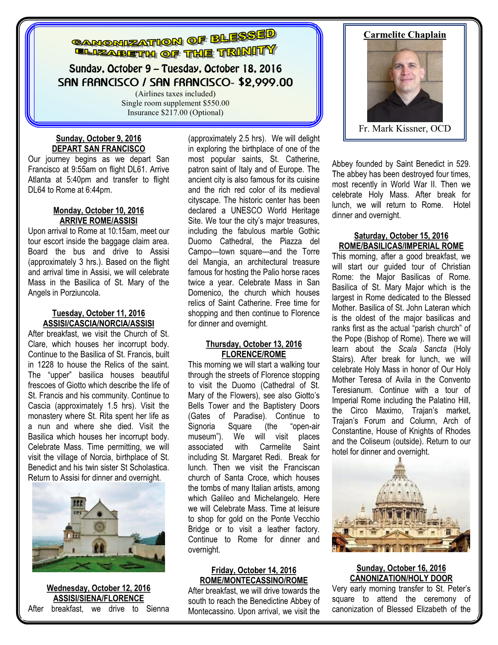 12 Days Catholic Pilgrimage To