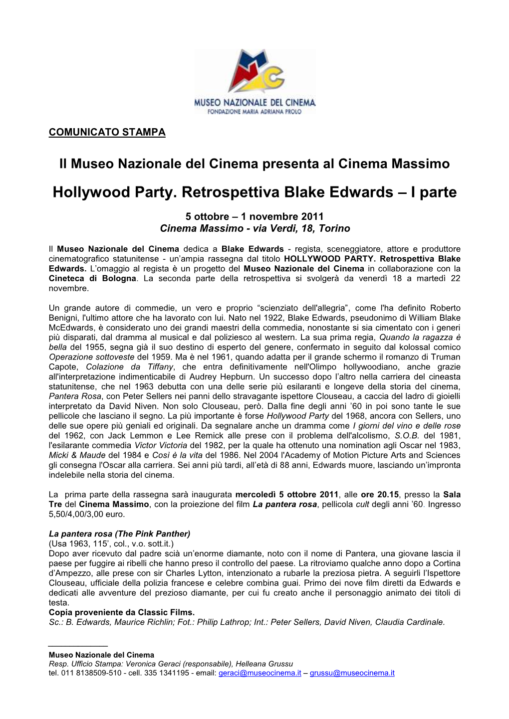 Hollywood Party. Retrospettiva Blake Edwards – I Parte