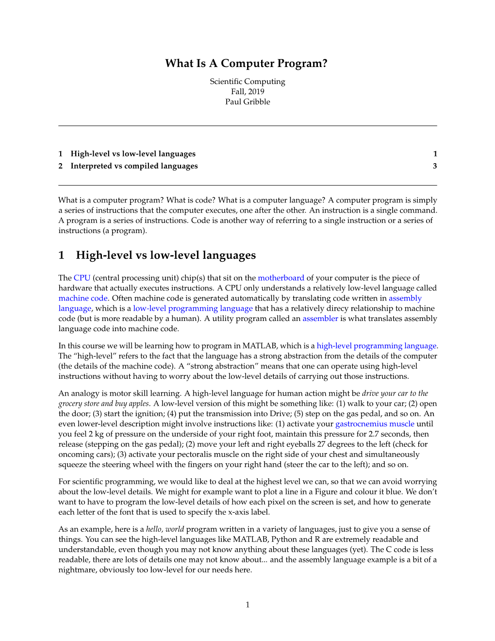 What Is a Computer Program? 1 High-Level Vs Low-Level Languages