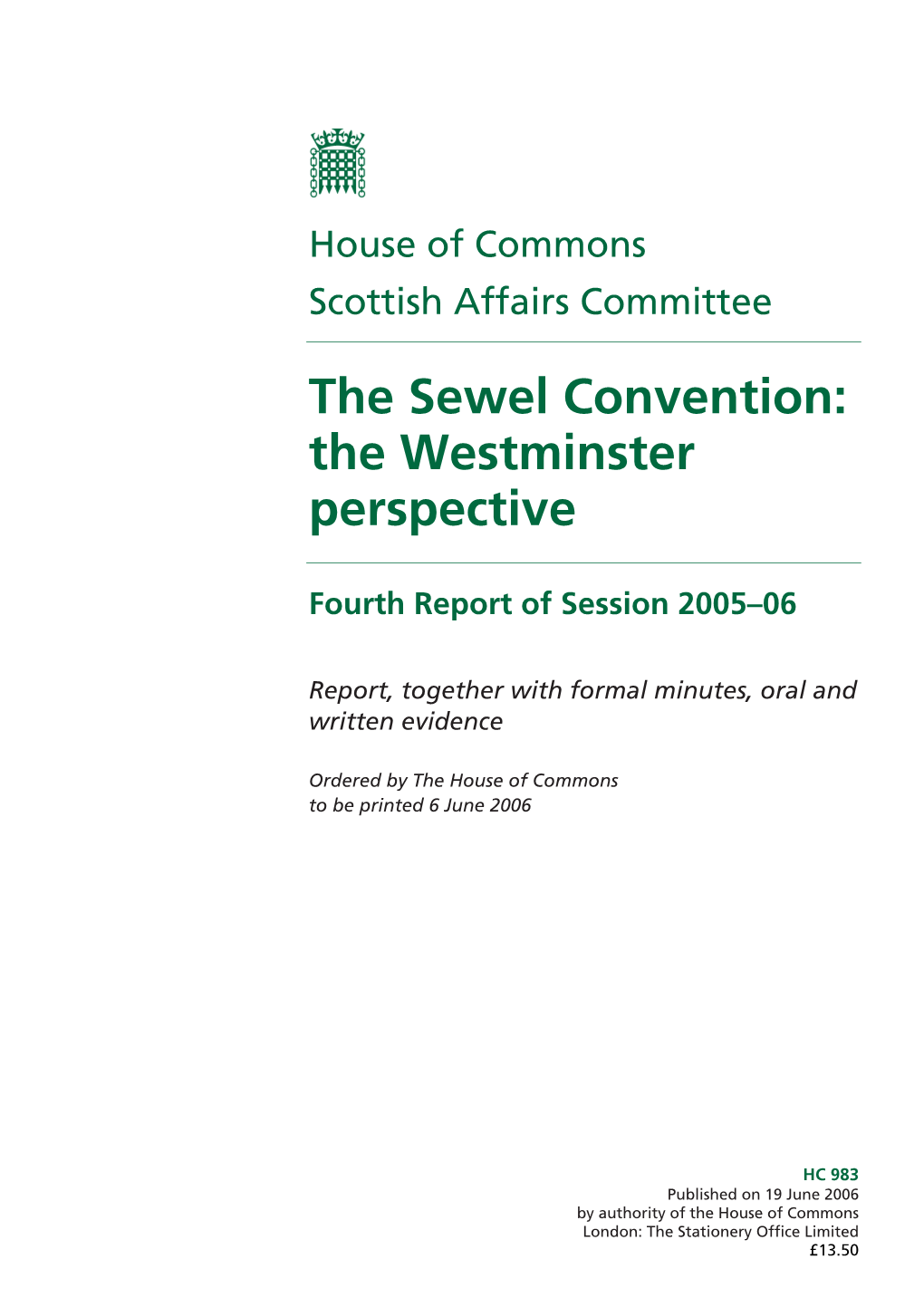 The Sewel Convention: the Westminster Perspective