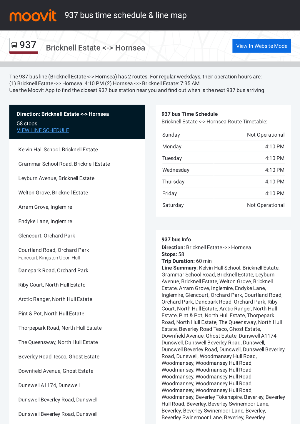 937 Bus Time Schedule & Line Route