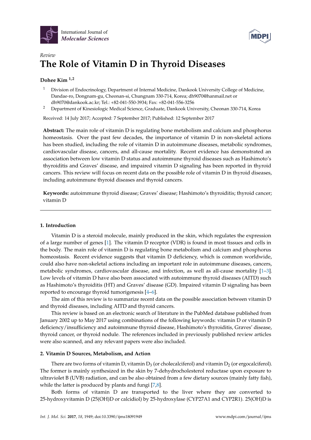 The Role of Vitamin D in Thyroid Diseases