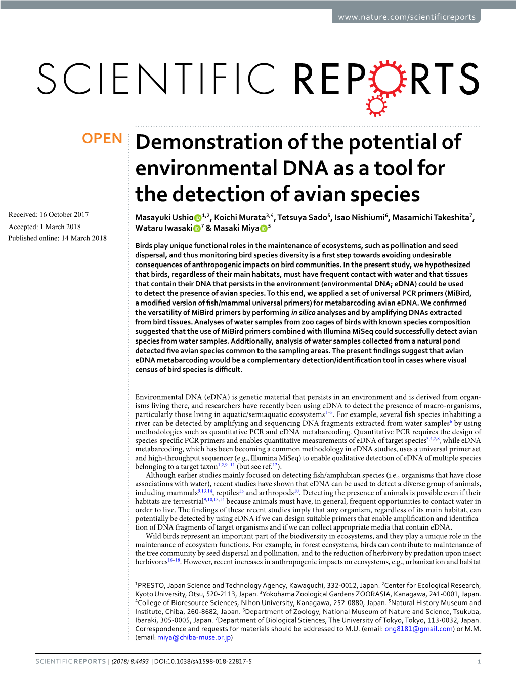 Demonstration of the Potential of Environmental DNA As A