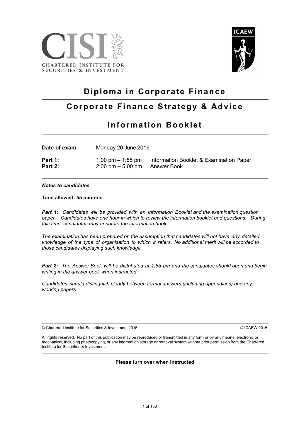 Diploma in Corporate Finance Corporate Finance Strategy