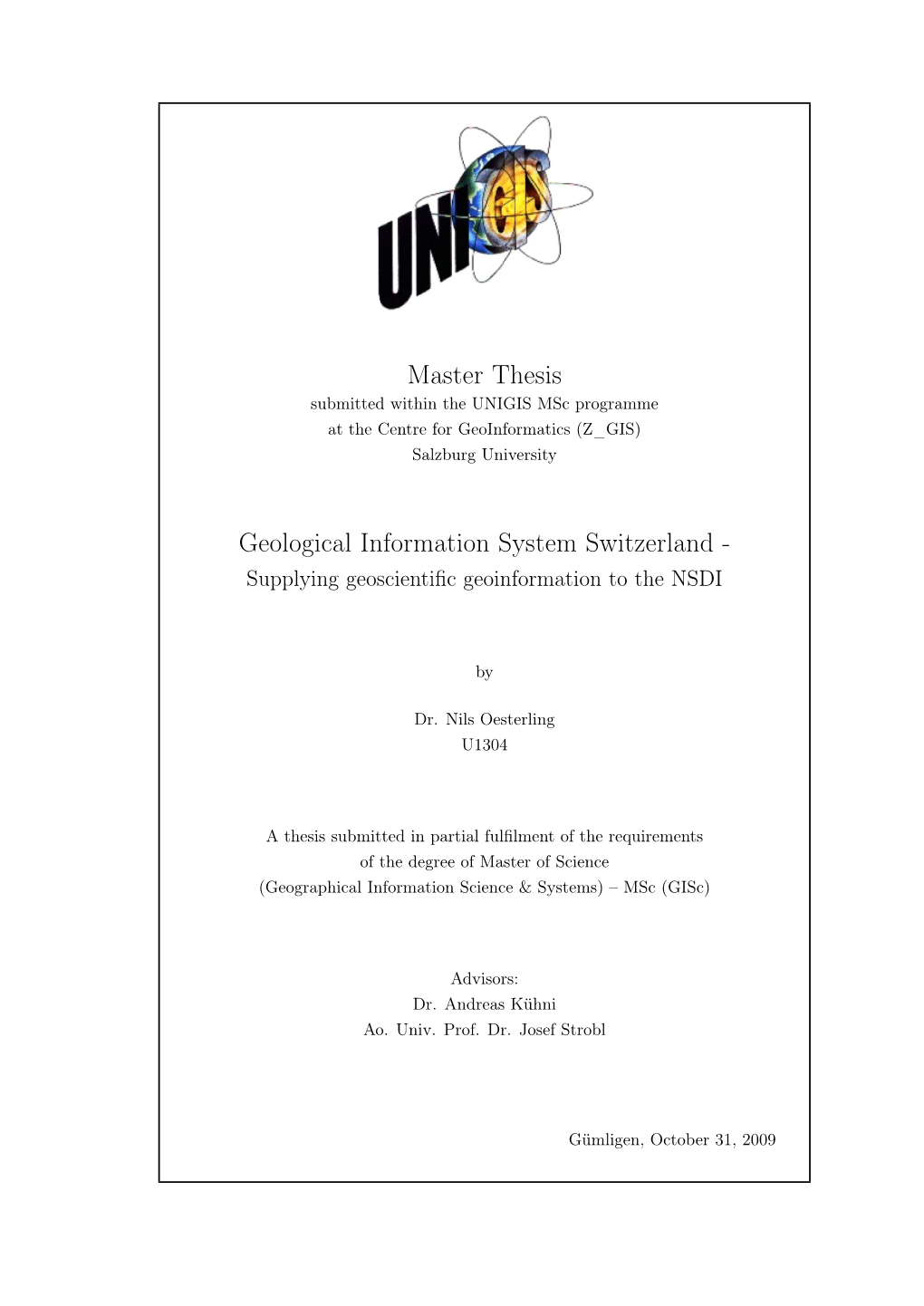 Master Thesis Geological Information System Switzerland