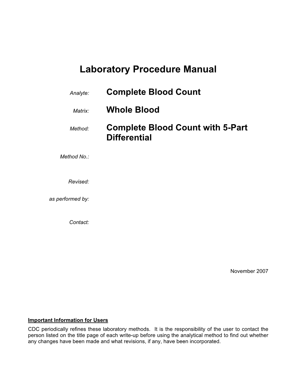 Laboratory Procedure Manual