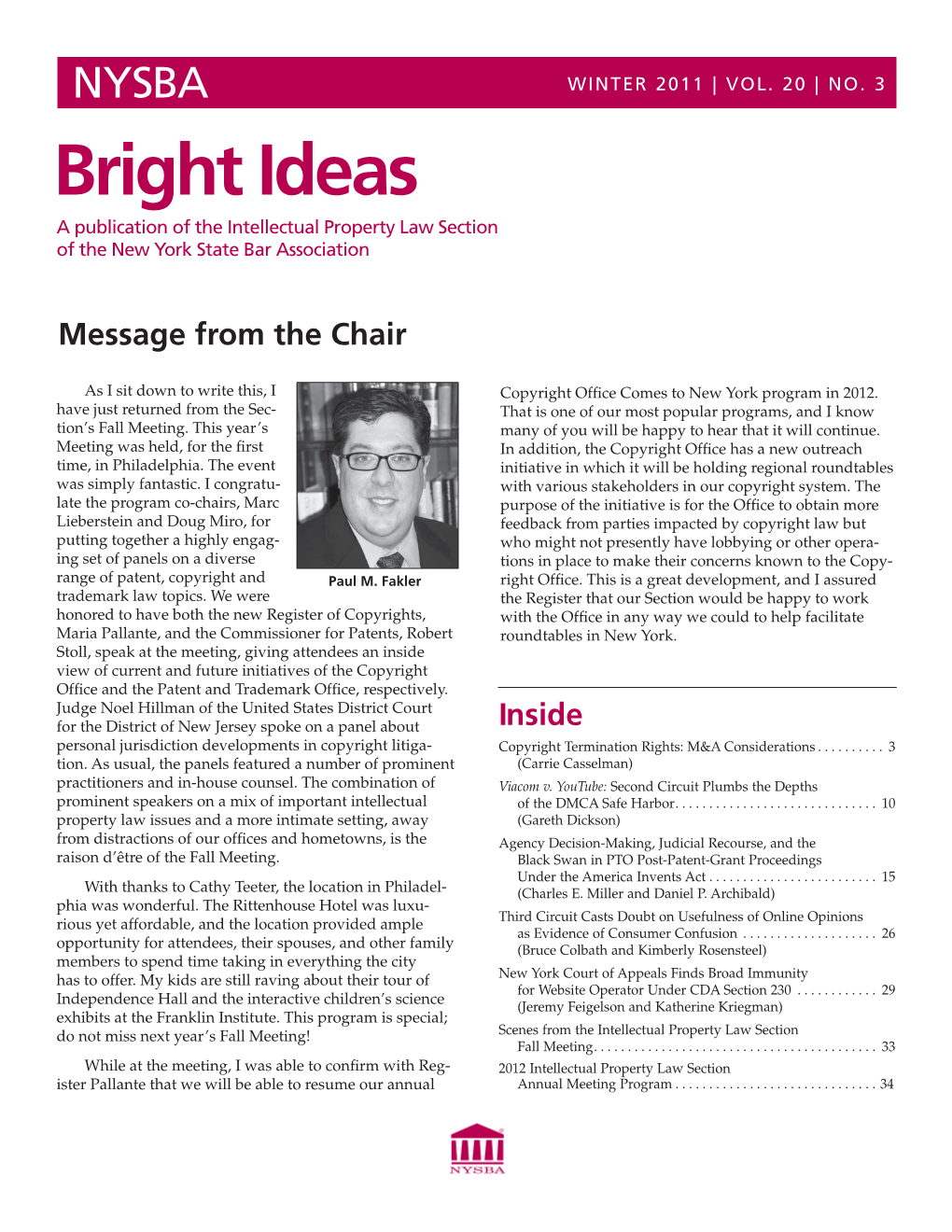 Bright Ideas a Publication of the Intellectual Property Law Section of the New York State Bar Association