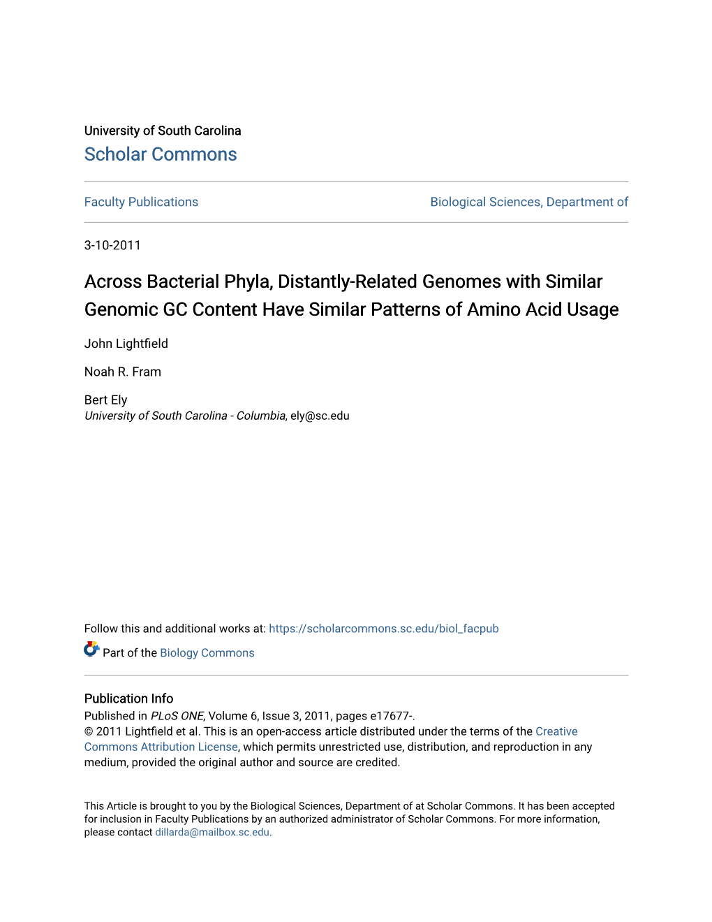 Across Bacterial Phyla, Distantly-Related Genomes with Similar Genomic GC Content Have Similar Patterns of Amino Acid Usage