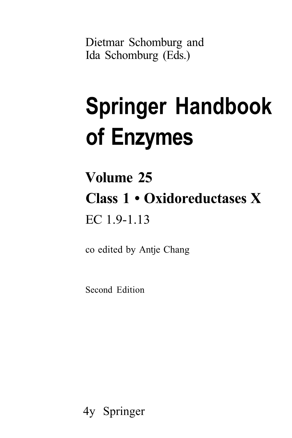 Springer Handbook of Enzymes