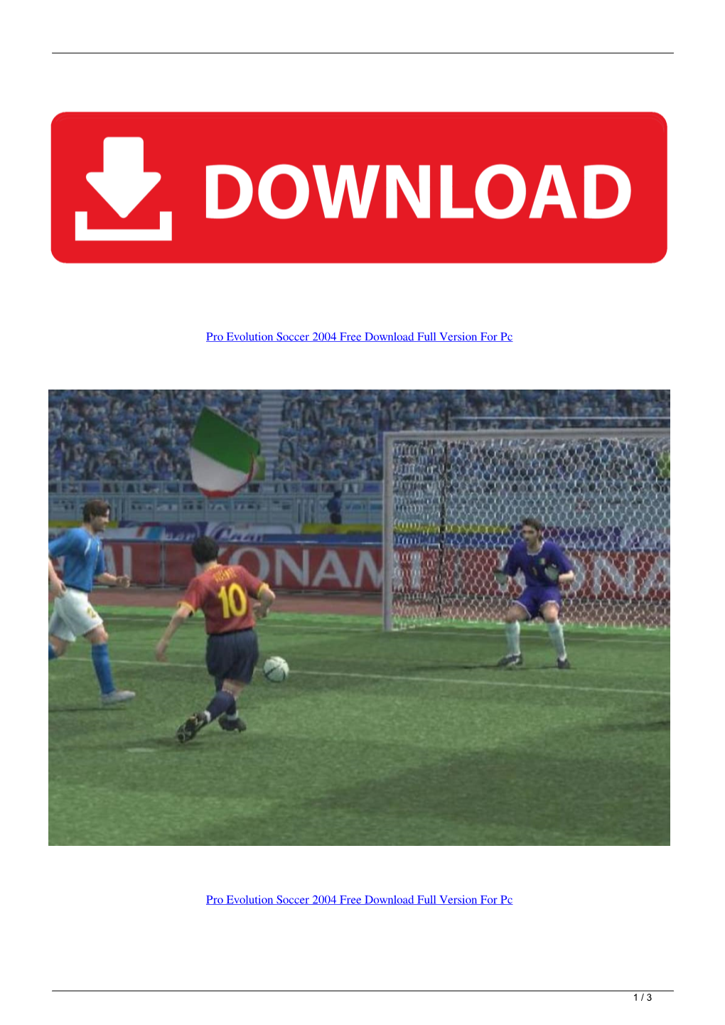 Pro Evolution Soccer 2004 Free Download Full Version for Pc