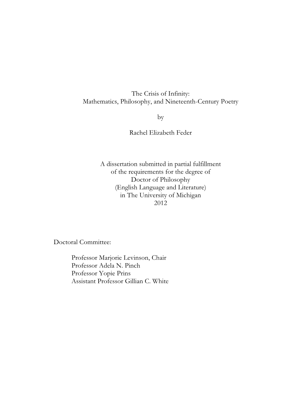 The Crisis of Infinity: Mathematics, Philosophy, and Nineteenth-Century Poetry