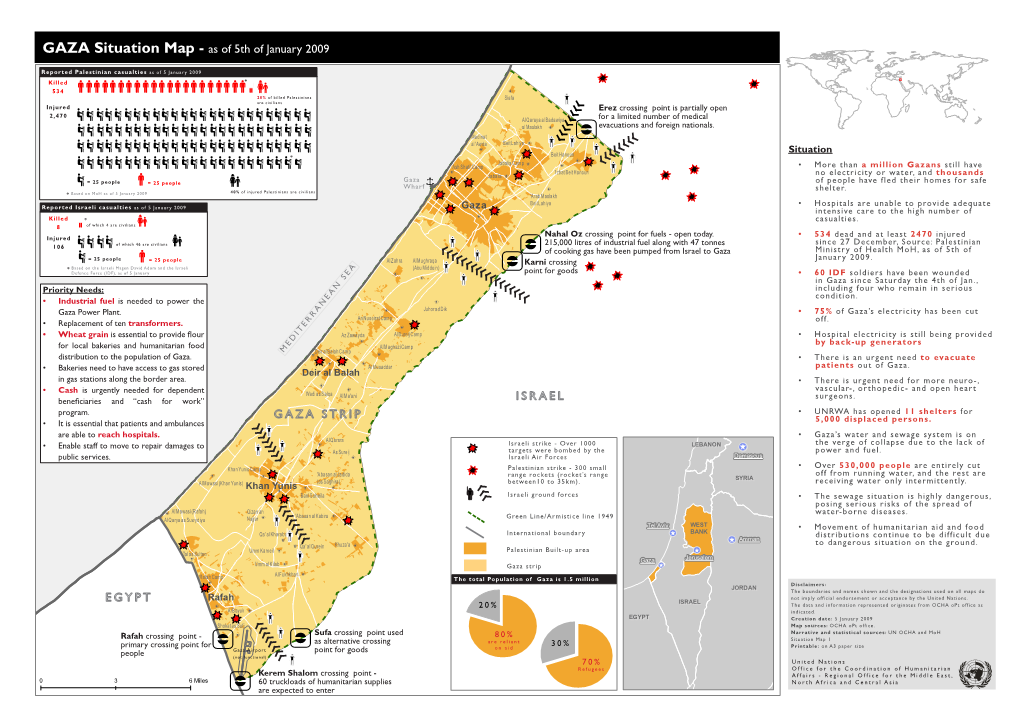 GAZA Situation Map - As of 5Th of January 2009