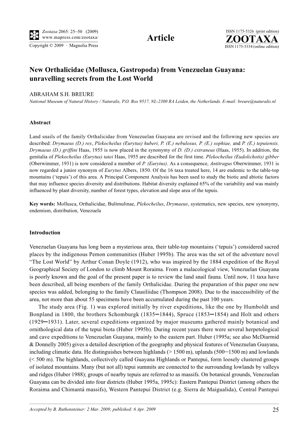 Zootaxa, New Orthalicidae (Mollusca, Gastropoda) from Venezuelan