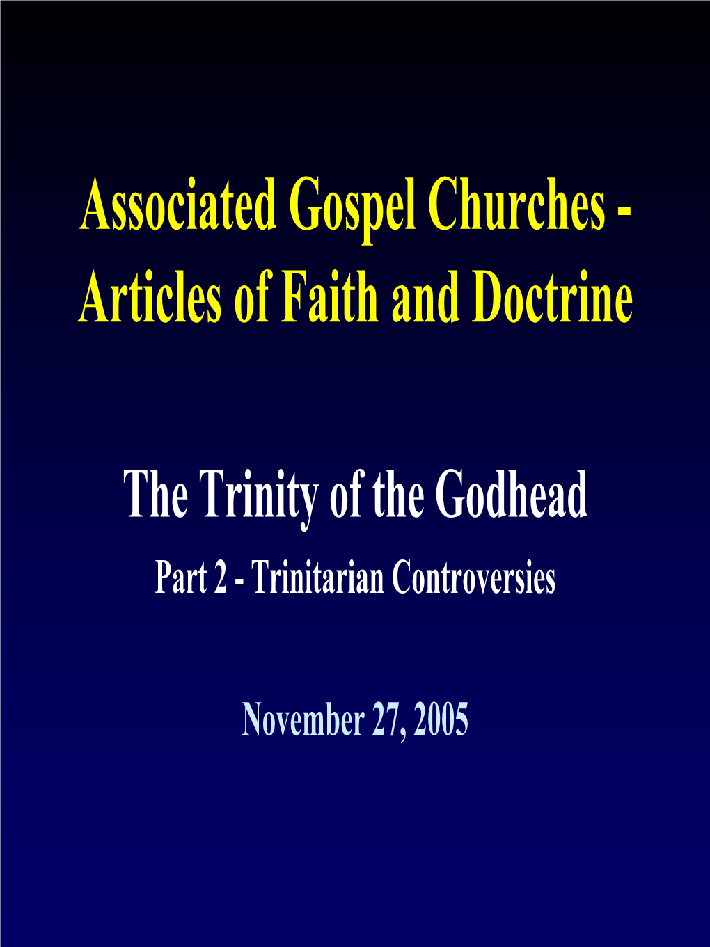 AGC Articles of Faith and Doctrine