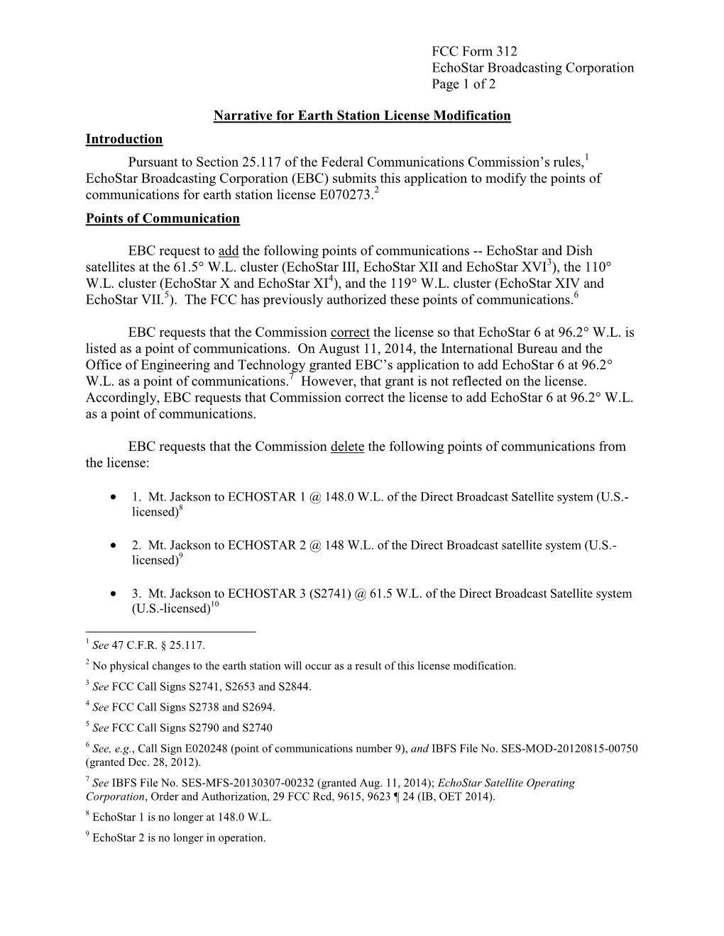 FCC Form 312 Echostar Broadcasting Corporation Page 1 of 2