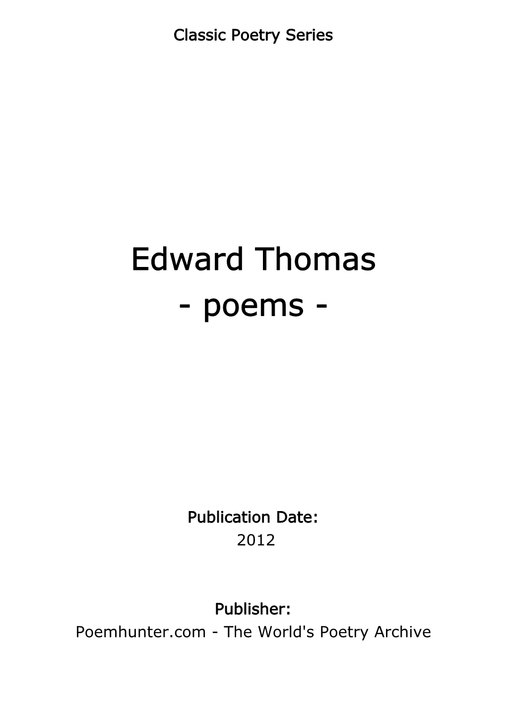 Edward Thomas - Poems