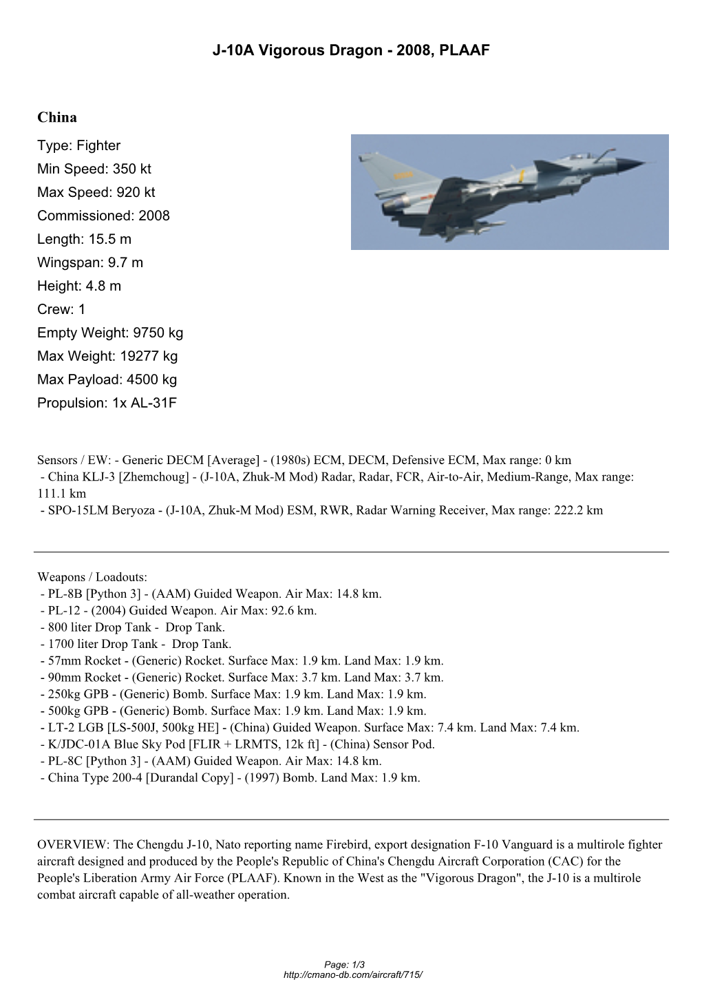 J-10A Vigorous Dragon - 2008, PLAAF