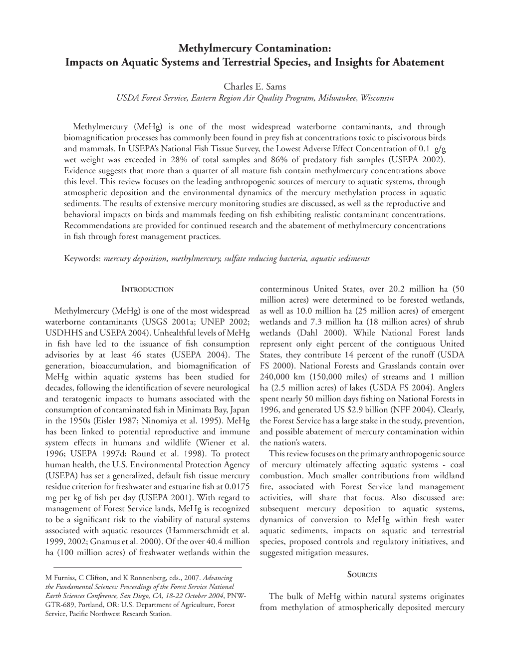 Methylmercury Contamination: Impacts on Aquatic Systems and Terrestrial Species, and Insights for Abatement