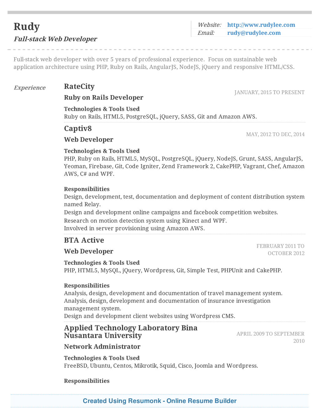 Online Resume Builder Managing Network System for Internal and External Clients