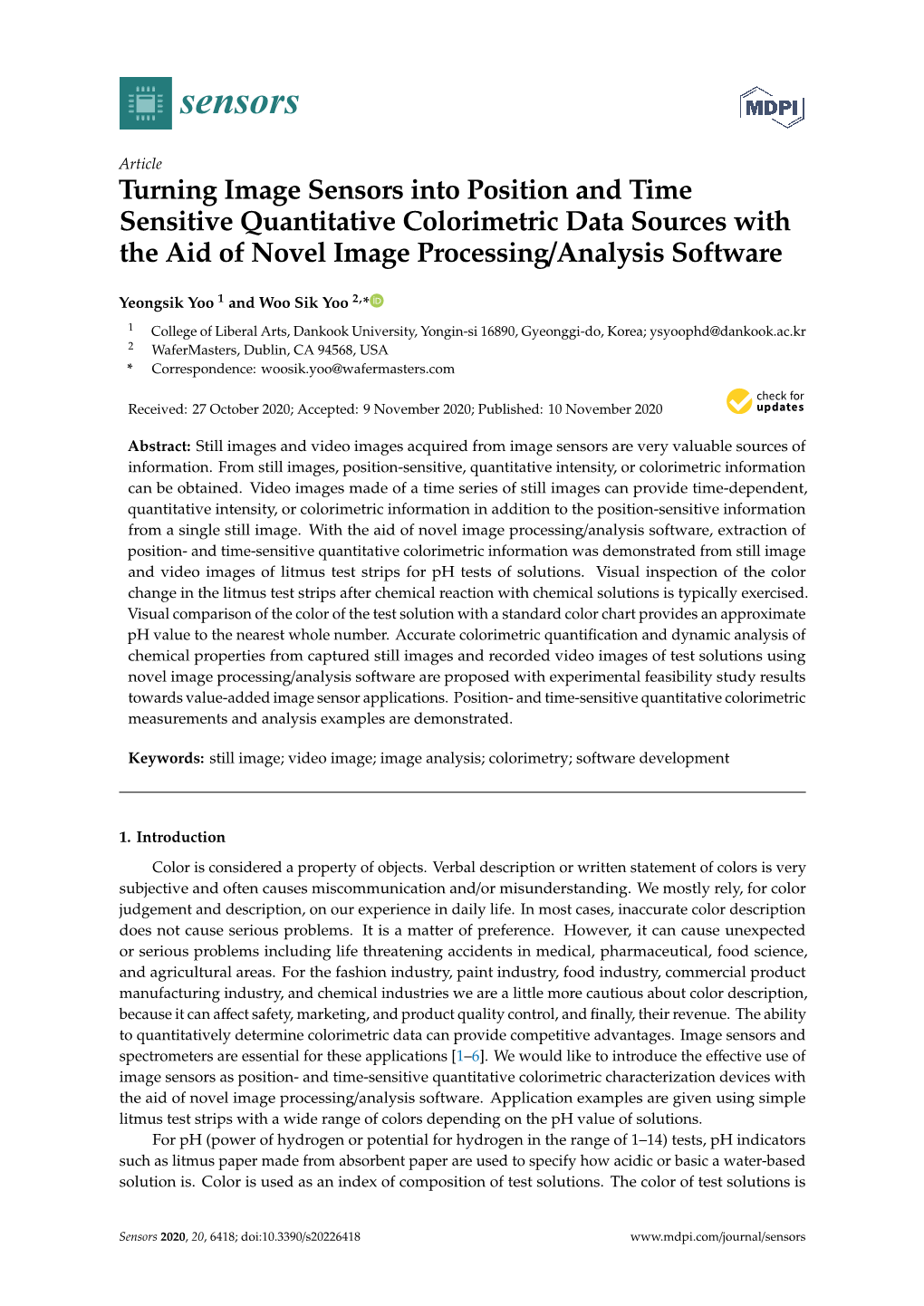 Turning Image Sensors Into Position and Time Sensitive Quantitative Colorimetric Data Sources with the Aid of Novel Image Processing/Analysis Software