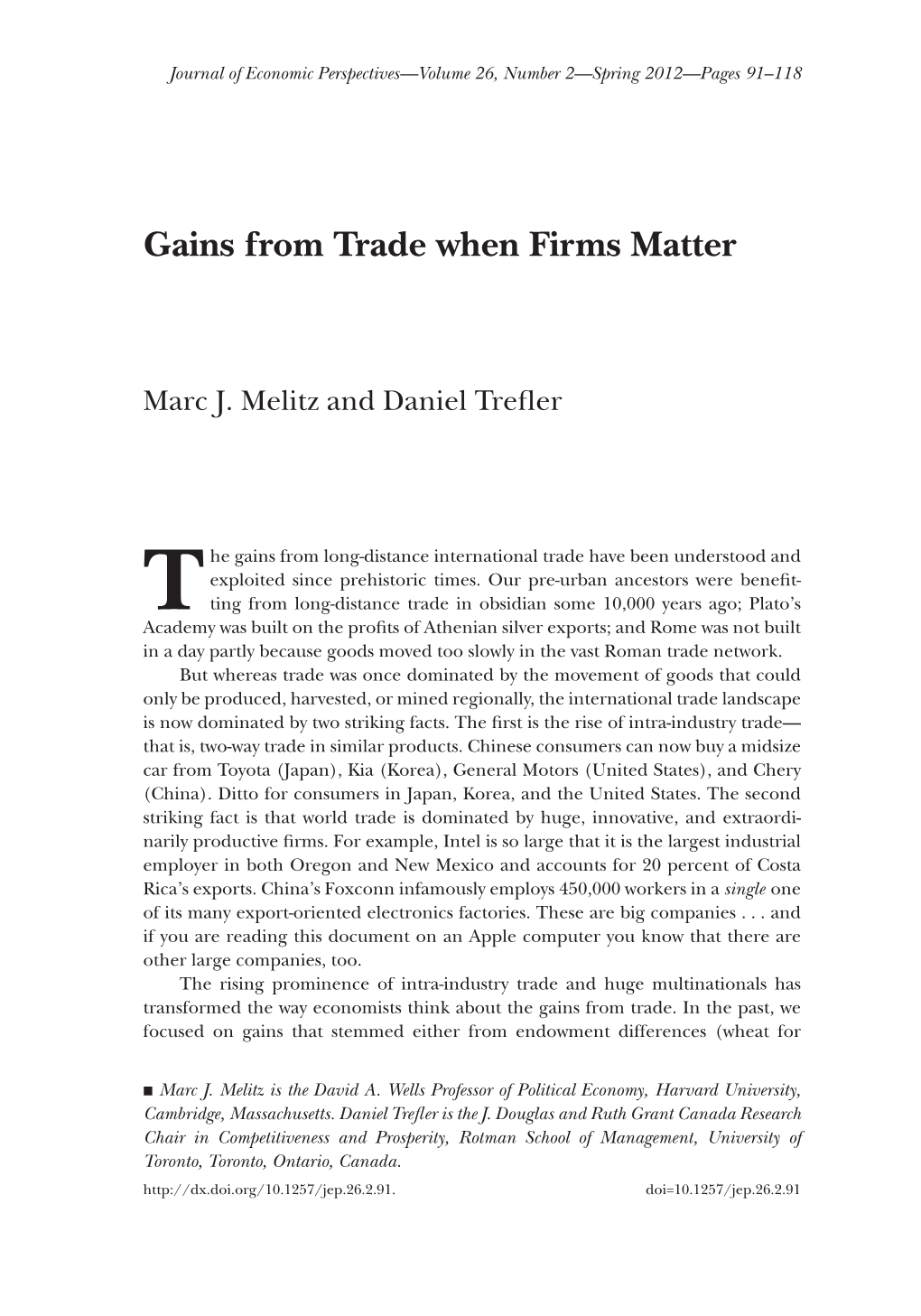 Gains from Trade When Firms Matter