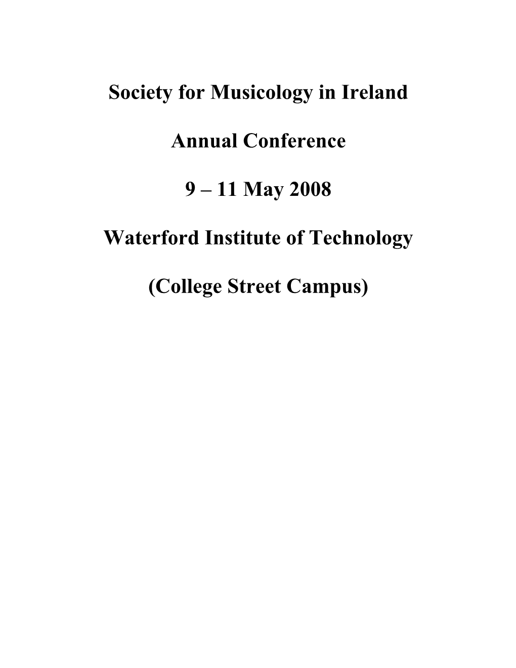 11 May 2008 Waterford Institute Of