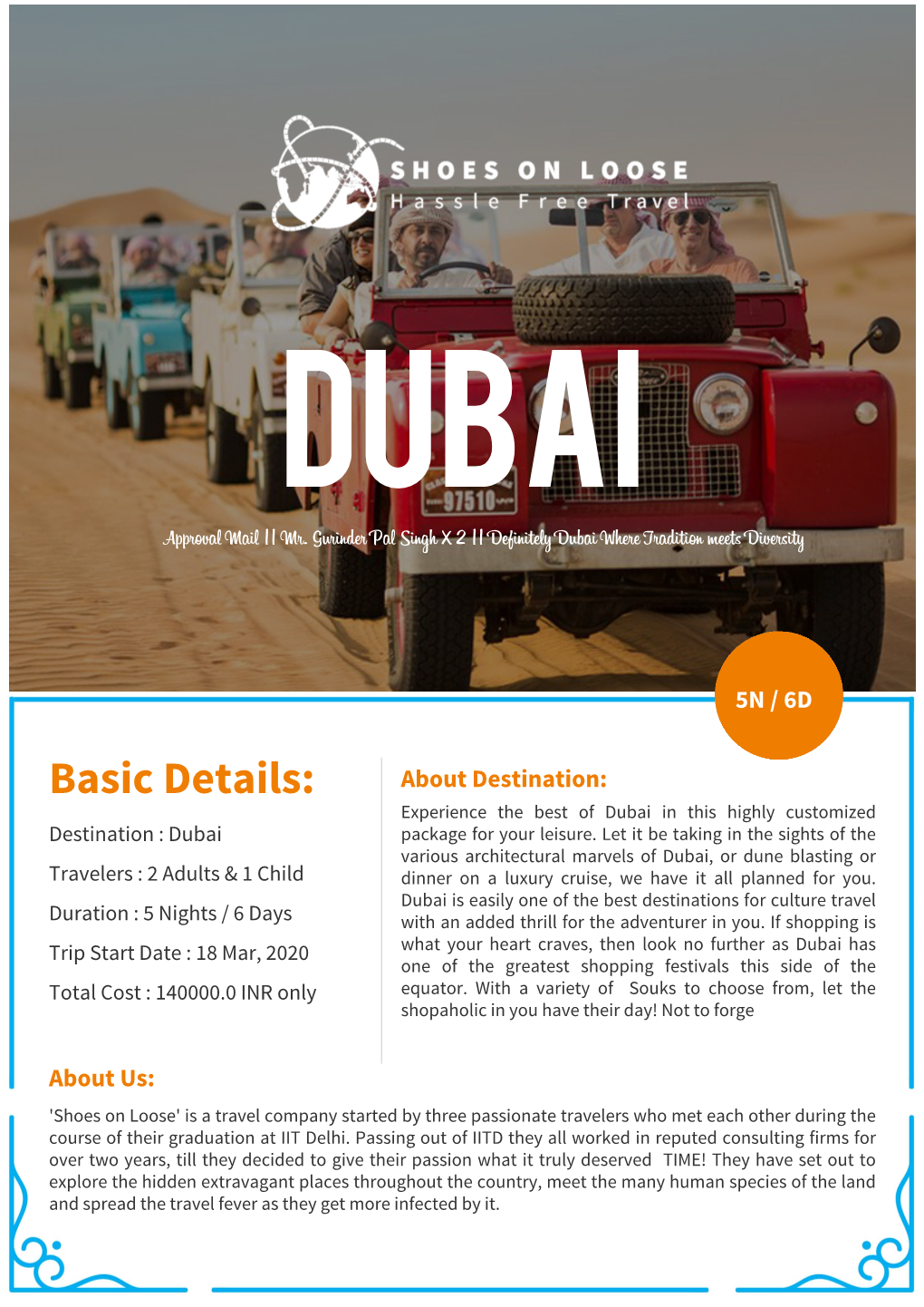 Approval Mail Mr. Gurinder Pal Singh X 2 Definitely Dubai Where Tradition Meets Diversity Itinerary 1.Pdf