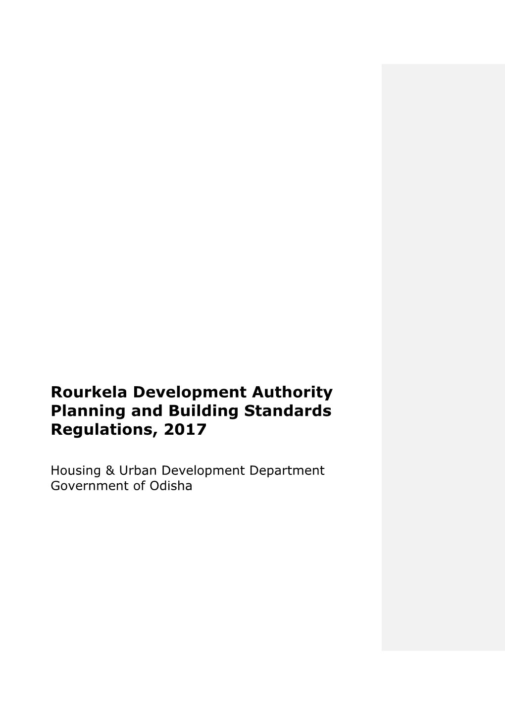 Rourkela Development Authority Planning and Building Standards Regulations, 2017