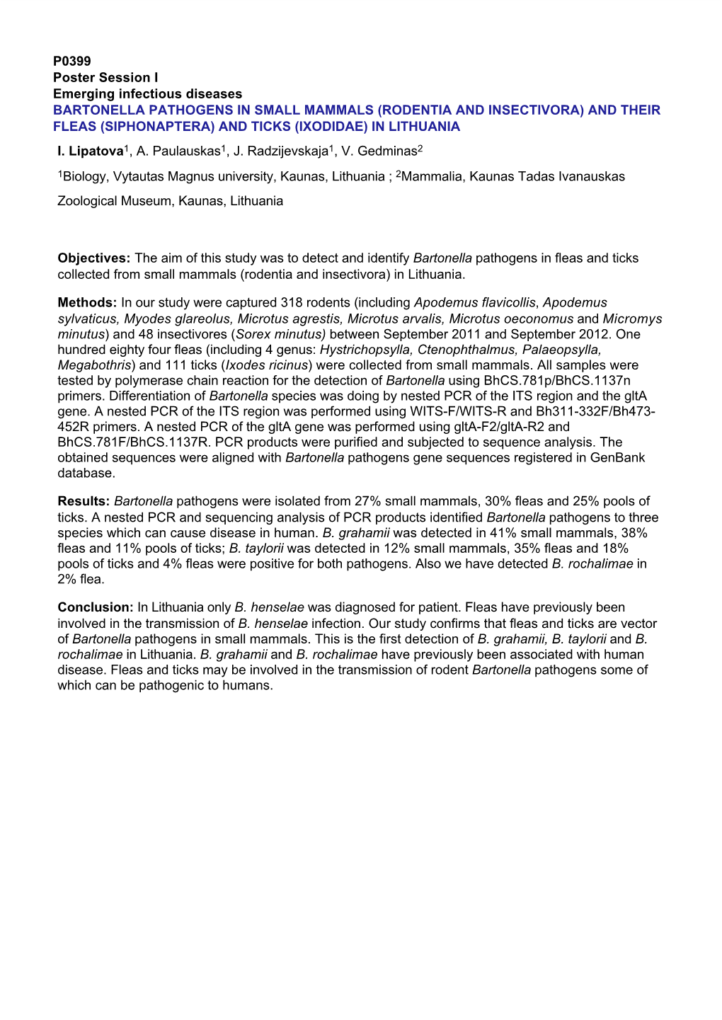 P0399 Poster Session I Emerging Infectious Diseases