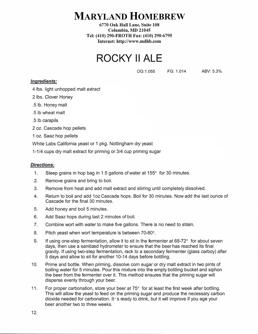 Rocky Ii Ale