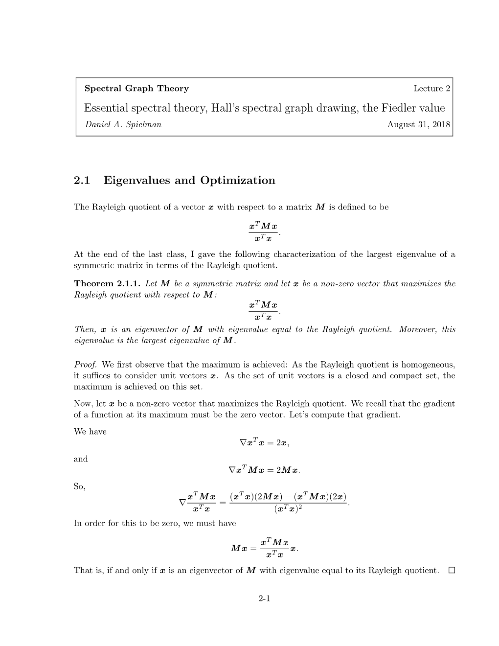 Essential Spectral Theory, Hall's Spectral Graph Drawing, the Fiedler