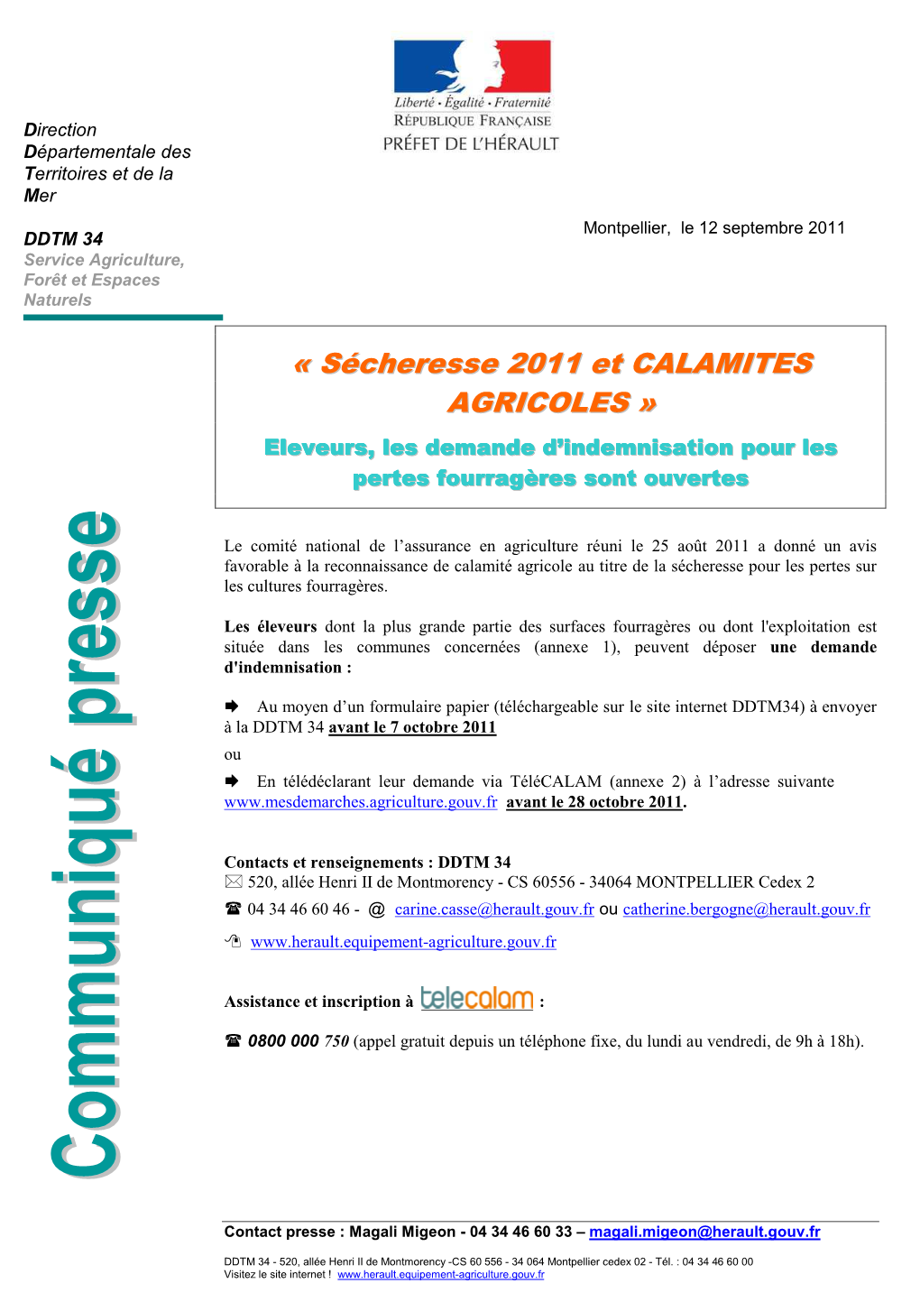 Cp Secheresse Et Calamite Agricole