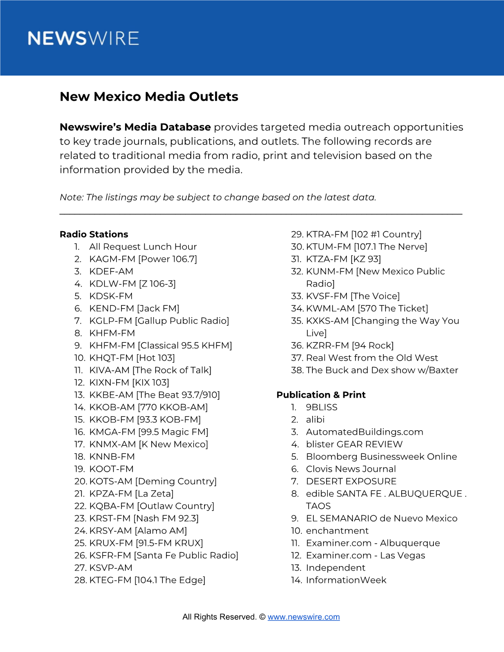 New Mexico Media Outlets